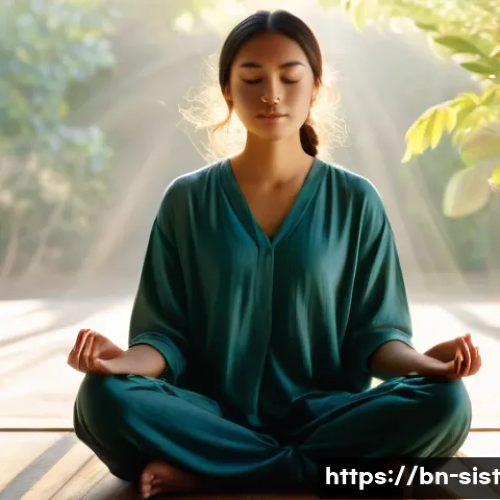 지속가능한 성취를 위한 자기 반성 - **Prompt: Inner Reflection and Self-Discovery**
A serene, contemplative young woman, fully dress...