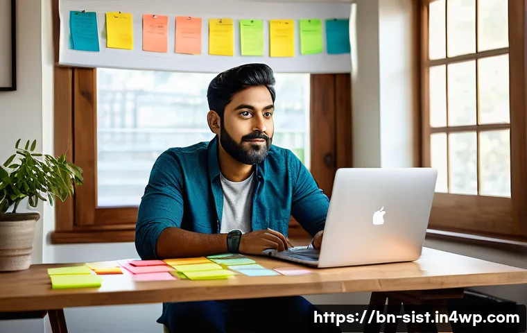 지속가능한 성취를 위한 목표 우선순위 설정 - A focused Bengali man sitting at a traditional wooden desk in a calm, organized home office setting,...