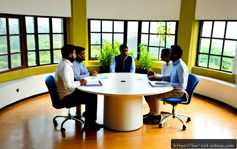 지속가능한 성취를 위한 글로벌 네트워크 구축 - Photorealistic wide-angle scene of diverse Bangladeshi professionals collaborating around a modern c...